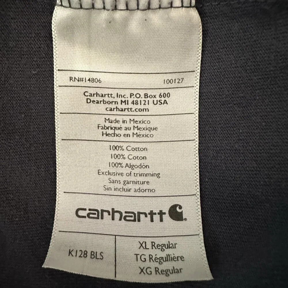 Carhartt Tee Shirt Pullover Men Sz XL Gray Long Sleeve Pocket Casual Workwear